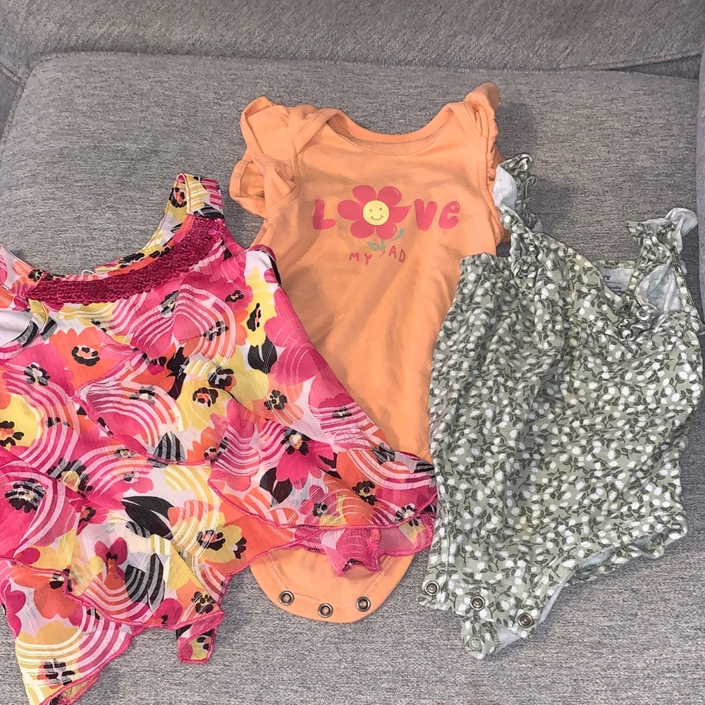 Baby girl set of Colorful Baby Onesies and shirt 12 months spring outfits